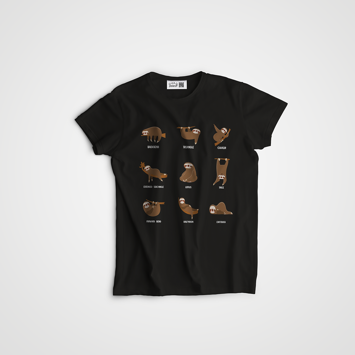 Cute Sloth Yoga Poses T-Shirt for Men & women 6 Sloth-Yoga-Folded-black-t-shirt-hawabazi-apnihawabanao