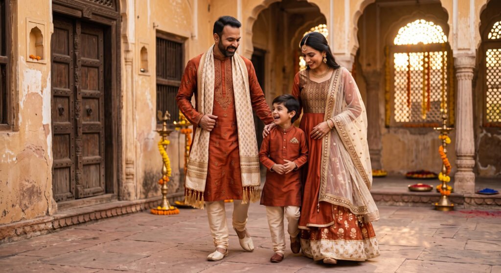 Plan Coordinated Family Outfits for Every Indian Festival 3 Outfit Themes That Actually Work for Each Family Festival Outfit Hawabazi